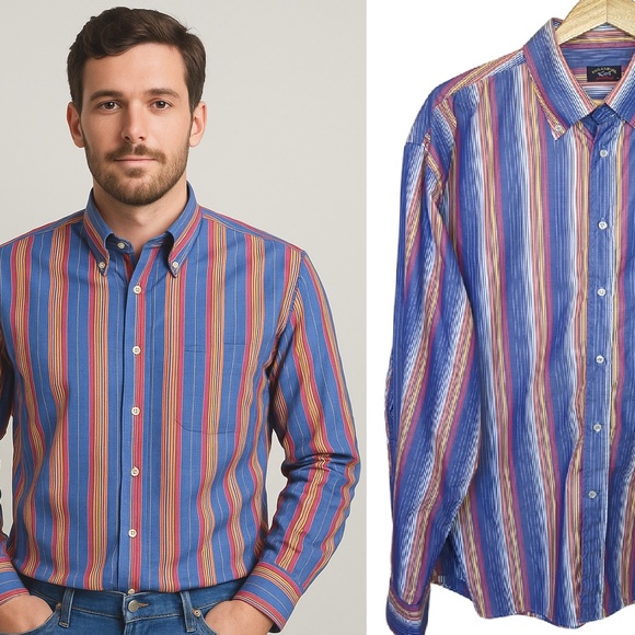 Paul & Shark Yachting Men’s Striped Multi-colour Long Sleeve Shirt - Picture 1 of 10